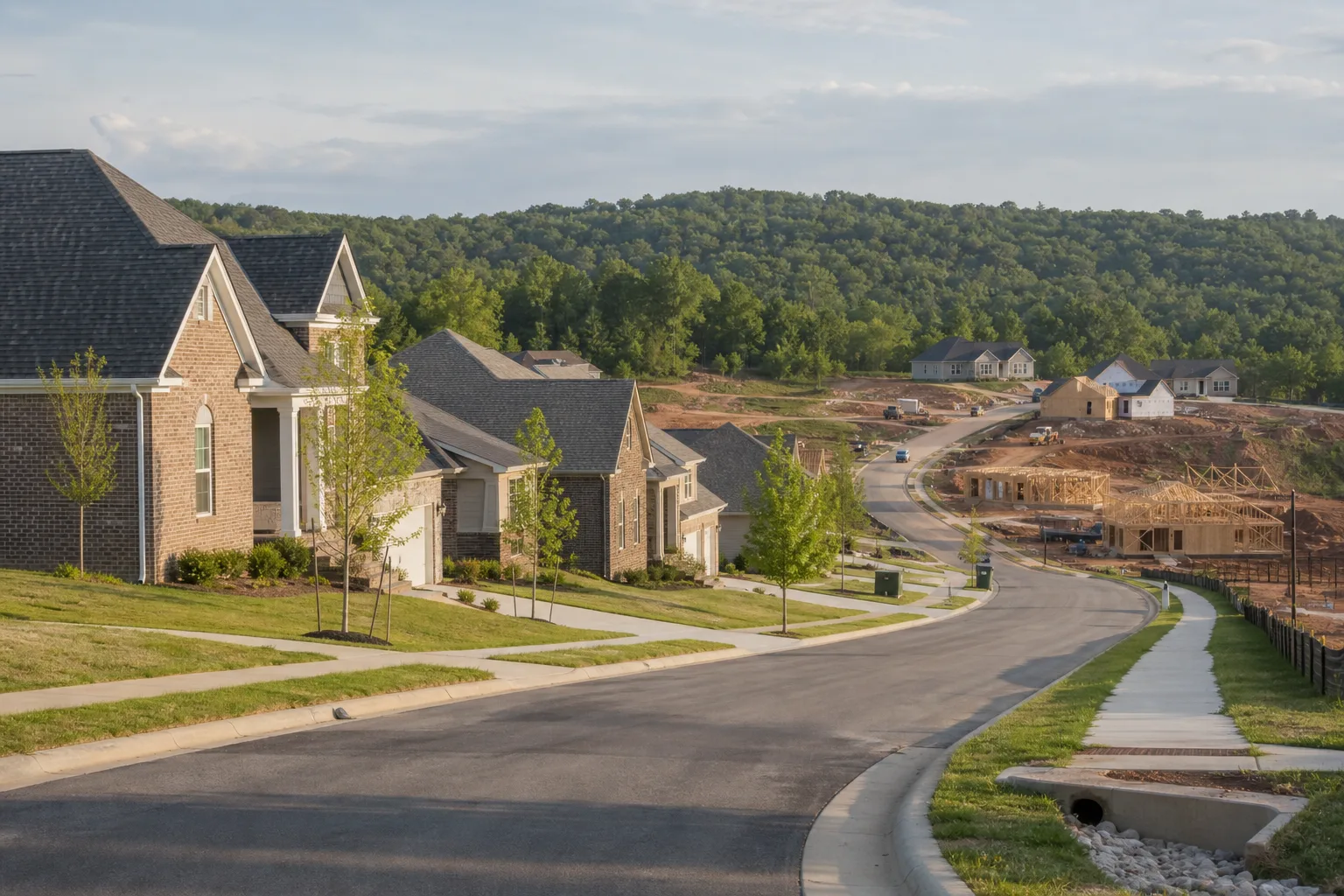 Editorial illustration of a developing neighborhood